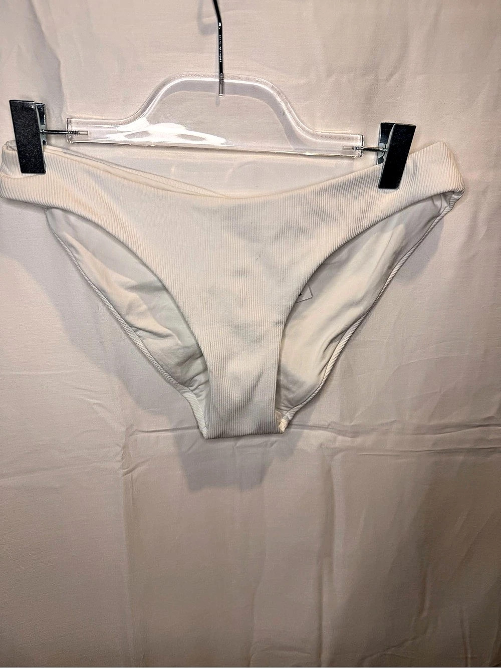 BECCA Ribbed Bikini Bottom White Size S/P NWT